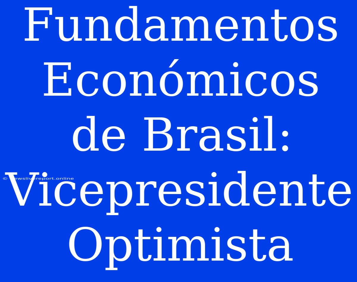 Fundamentos Económicos De Brasil: Vicepresidente Optimista