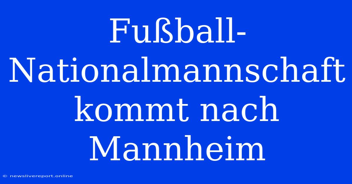 Fußball-Nationalmannschaft Kommt Nach Mannheim