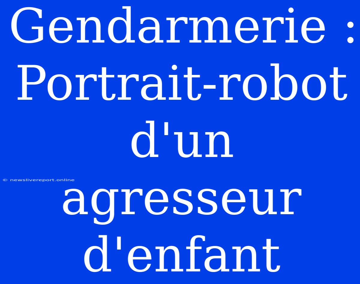 Gendarmerie : Portrait-robot D'un Agresseur D'enfant