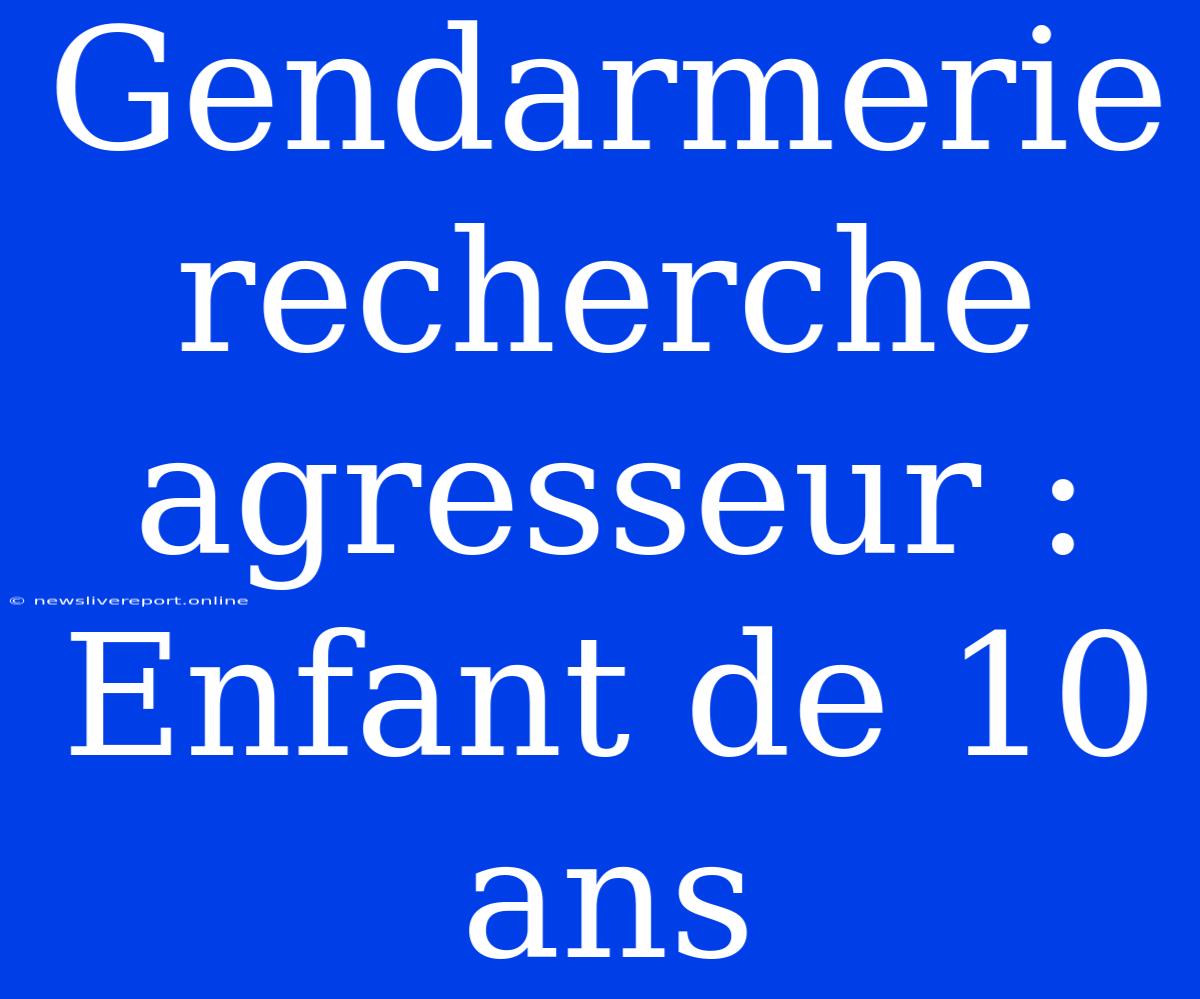 Gendarmerie Recherche Agresseur : Enfant De 10 Ans