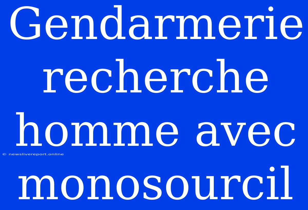 Gendarmerie Recherche Homme Avec Monosourcil