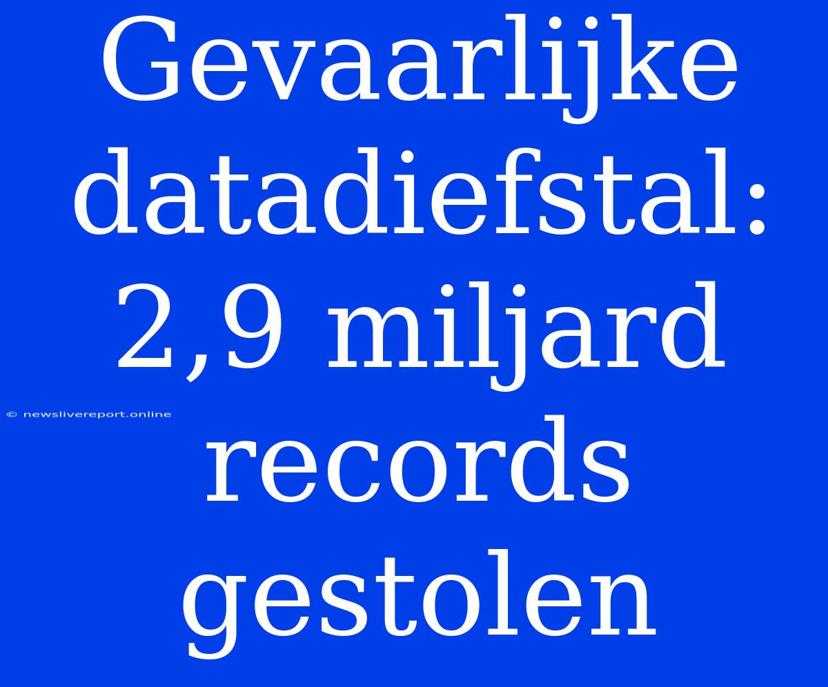 Gevaarlijke Datadiefstal: 2,9 Miljard Records Gestolen