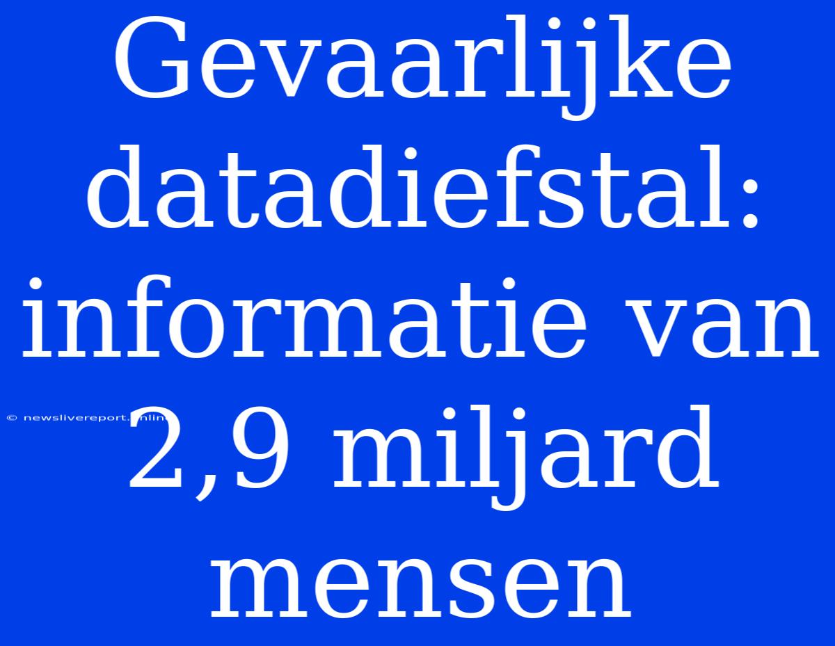 Gevaarlijke Datadiefstal: Informatie Van 2,9 Miljard Mensen