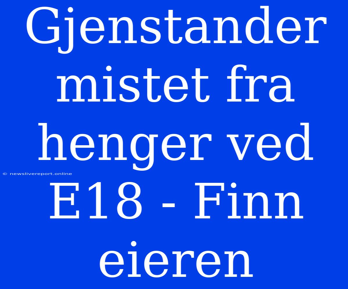 Gjenstander Mistet Fra Henger Ved E18 - Finn Eieren