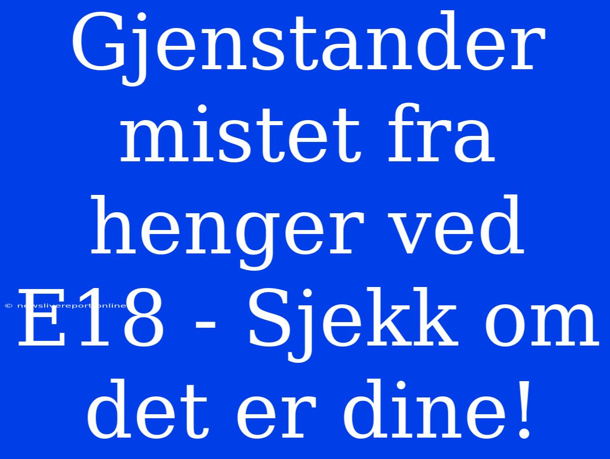 Gjenstander Mistet Fra Henger Ved E18 - Sjekk Om Det Er Dine!