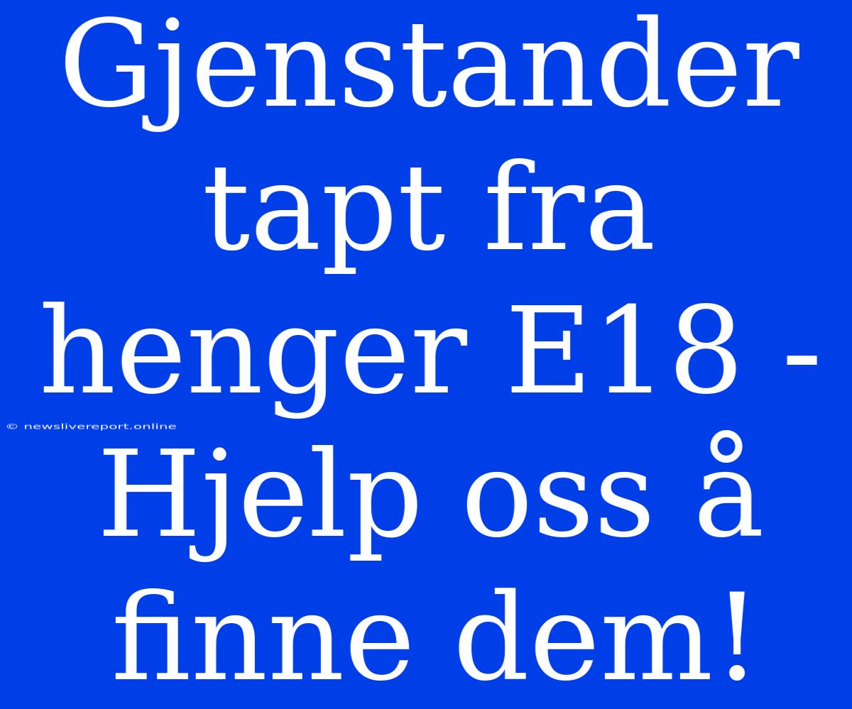 Gjenstander Tapt Fra Henger E18 - Hjelp Oss Å Finne Dem!