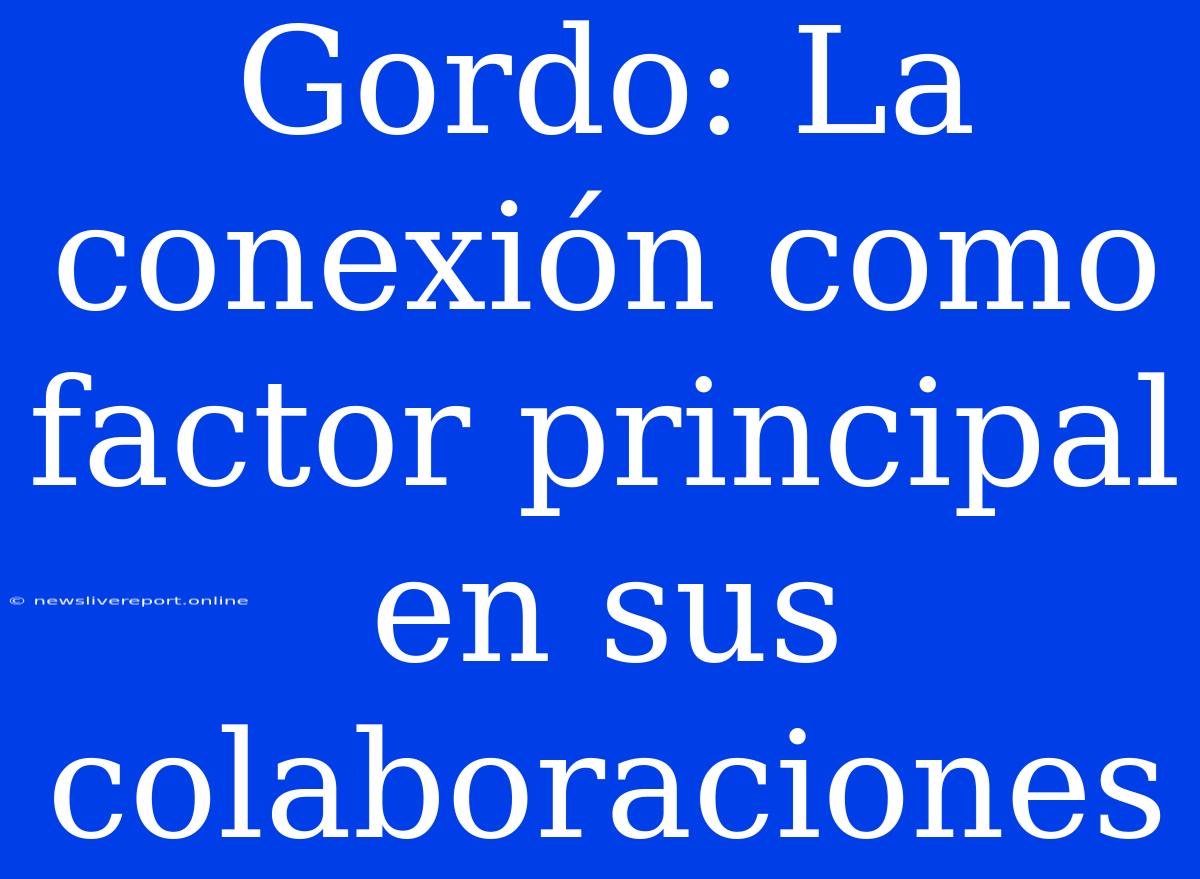 Gordo: La Conexión Como Factor Principal En Sus Colaboraciones