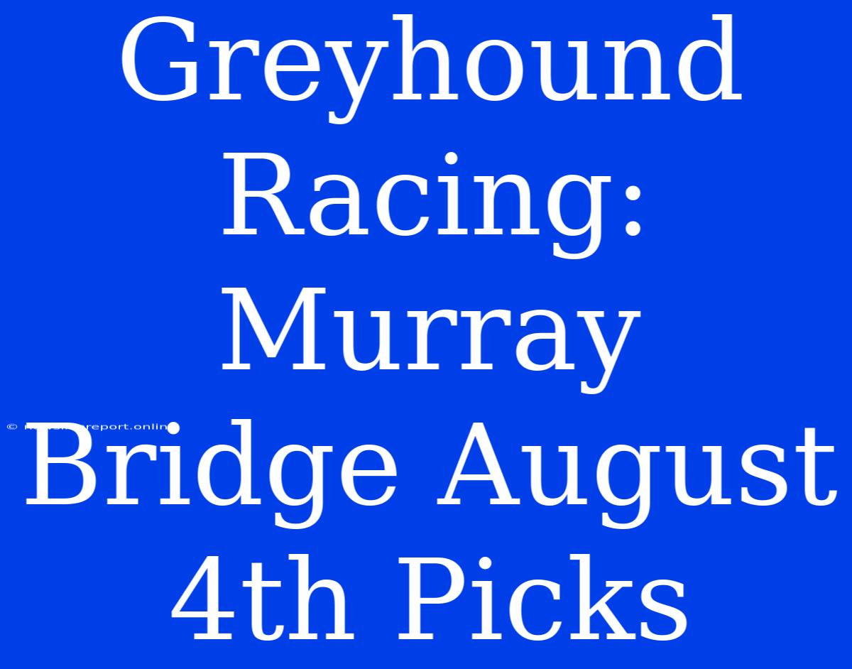 Greyhound Racing: Murray Bridge August 4th Picks