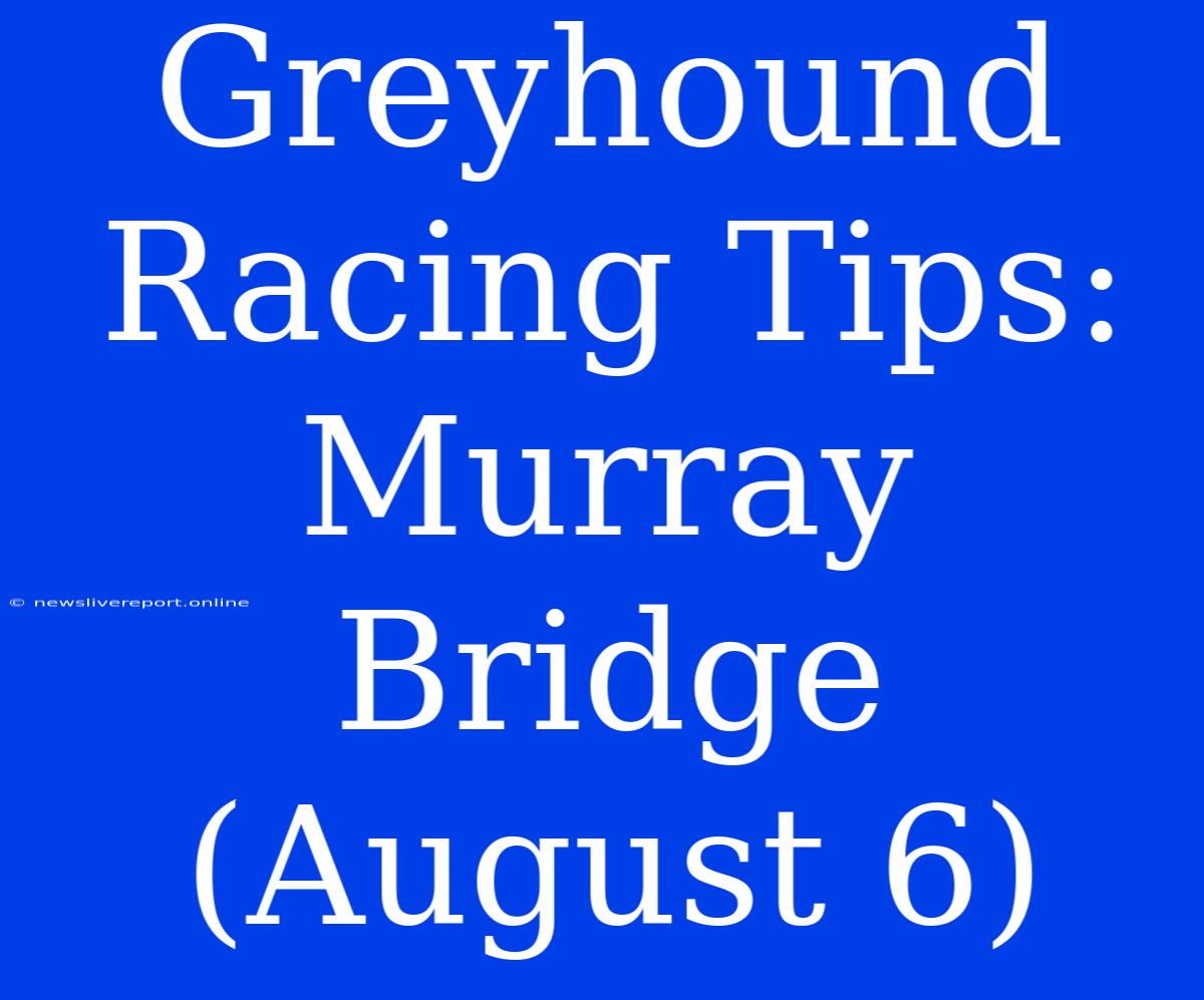 Greyhound Racing Tips: Murray Bridge (August 6)