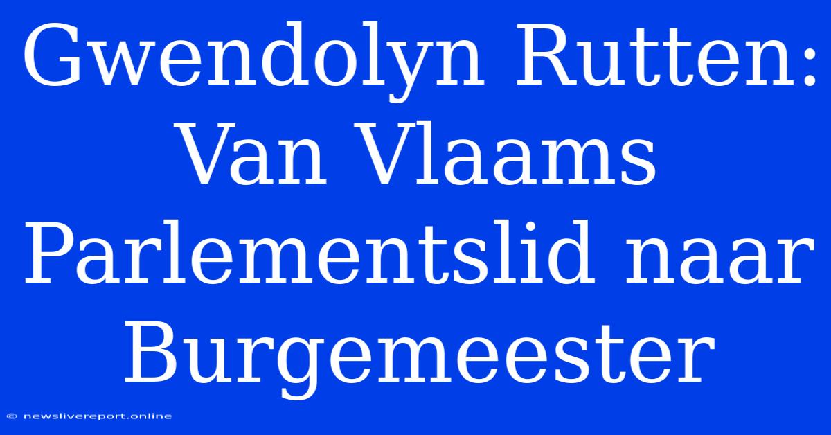 Gwendolyn Rutten: Van Vlaams Parlementslid Naar Burgemeester