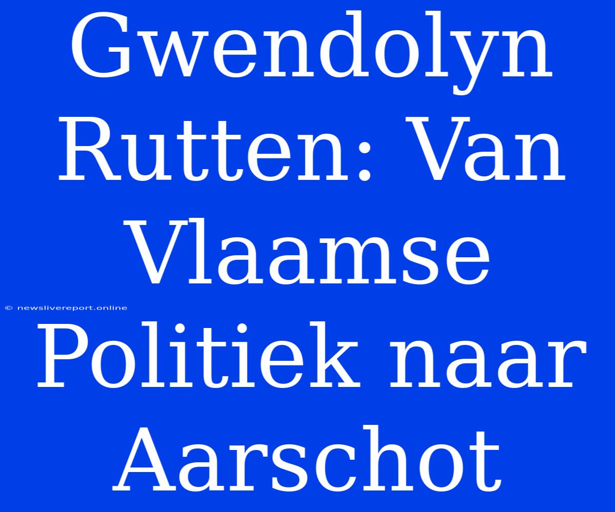 Gwendolyn Rutten: Van Vlaamse Politiek Naar Aarschot