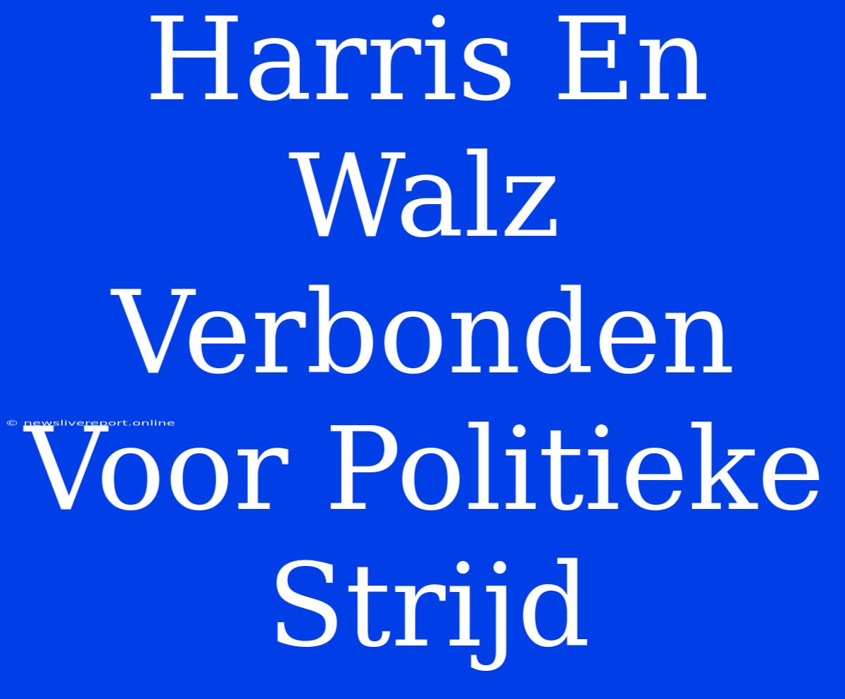 Harris En Walz Verbonden Voor Politieke Strijd