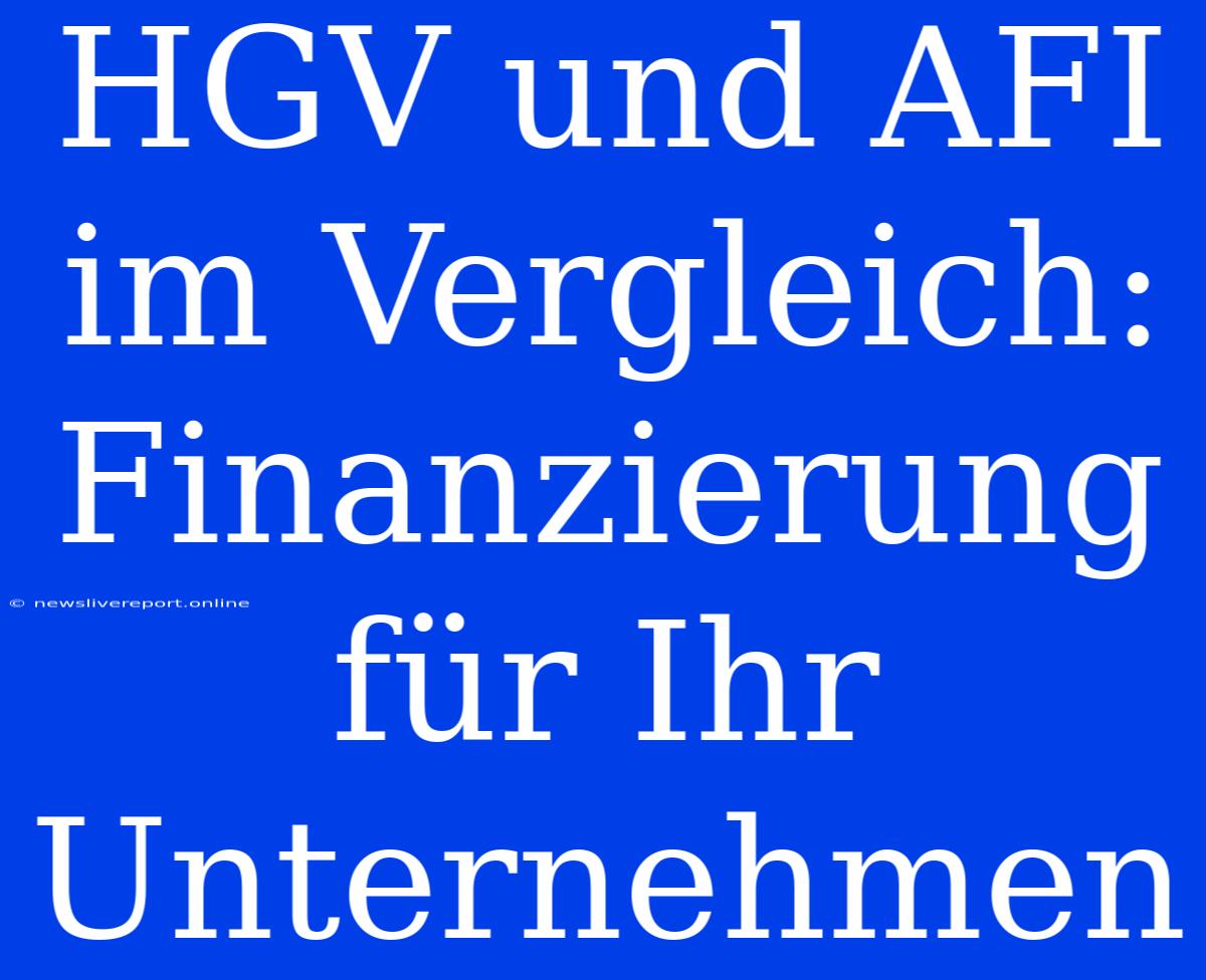 HGV Und AFI Im Vergleich: Finanzierung Für Ihr Unternehmen