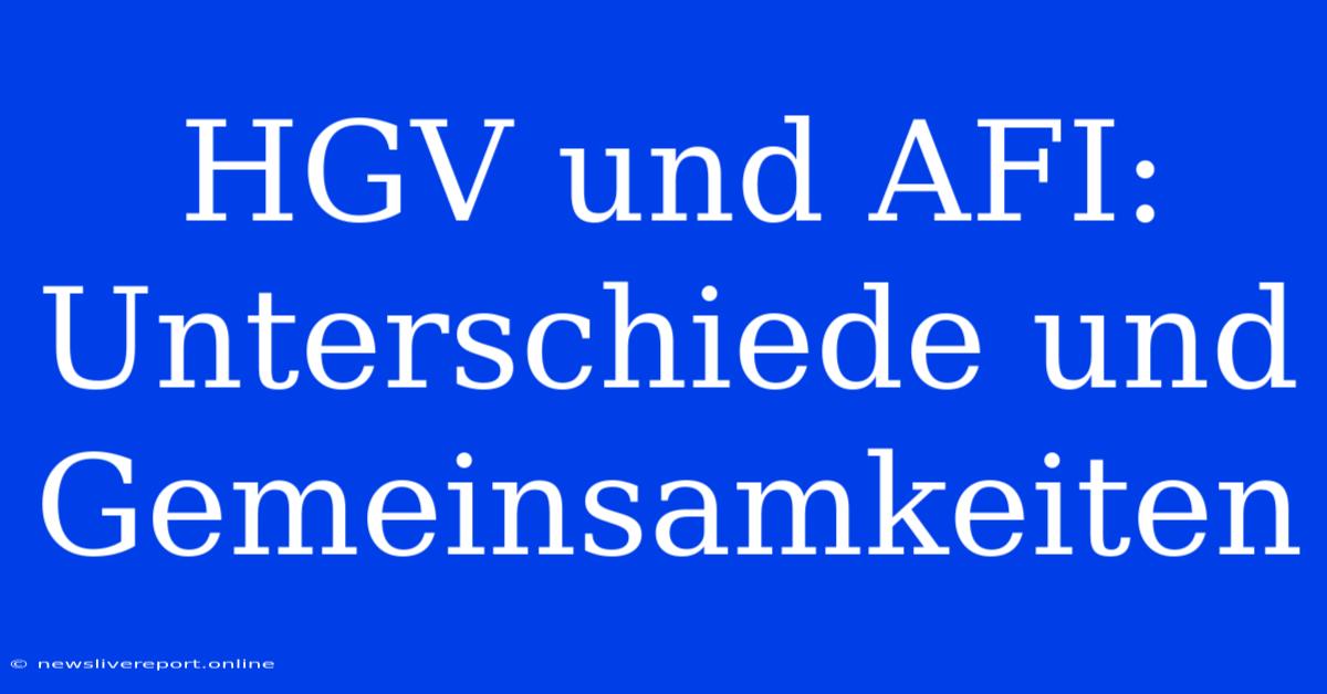 HGV Und AFI: Unterschiede Und Gemeinsamkeiten