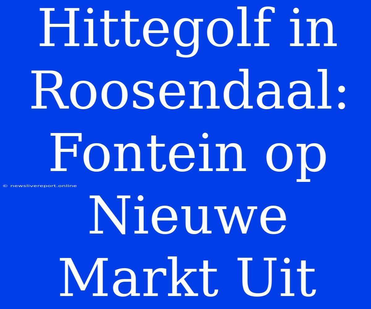 Hittegolf In Roosendaal: Fontein Op Nieuwe Markt Uit