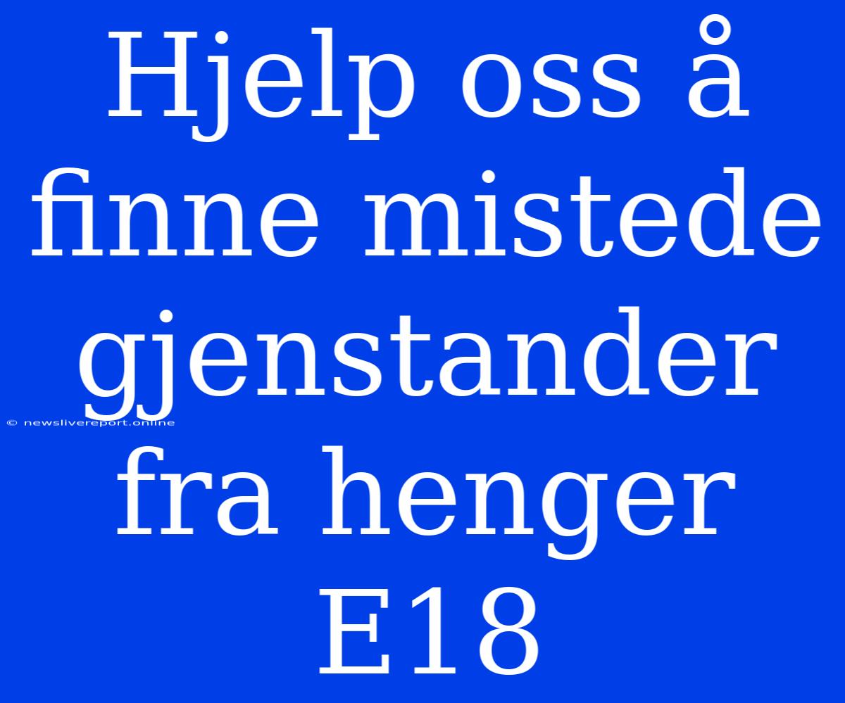 Hjelp Oss Å Finne Mistede Gjenstander Fra Henger E18