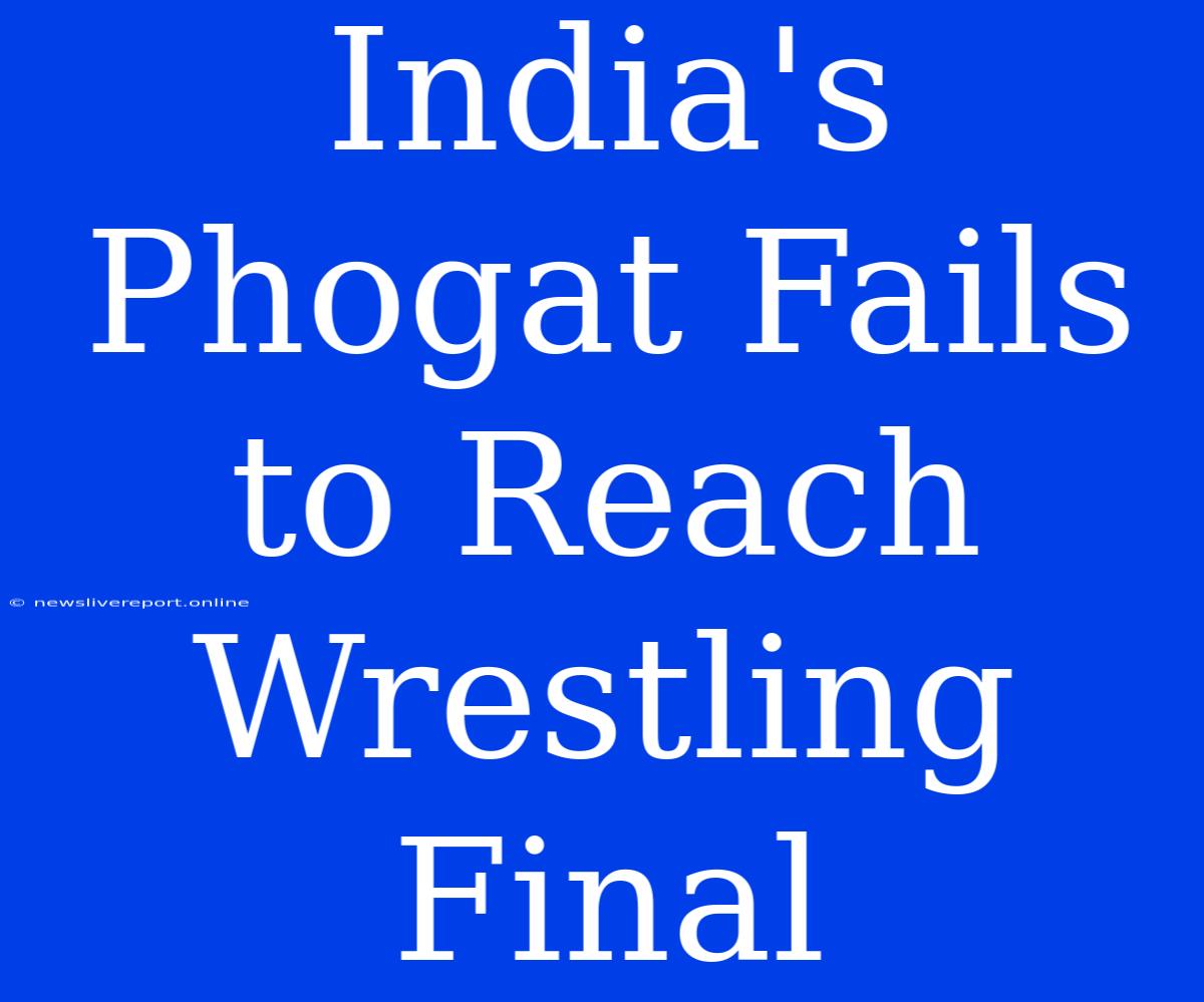 India's Phogat Fails To Reach Wrestling Final