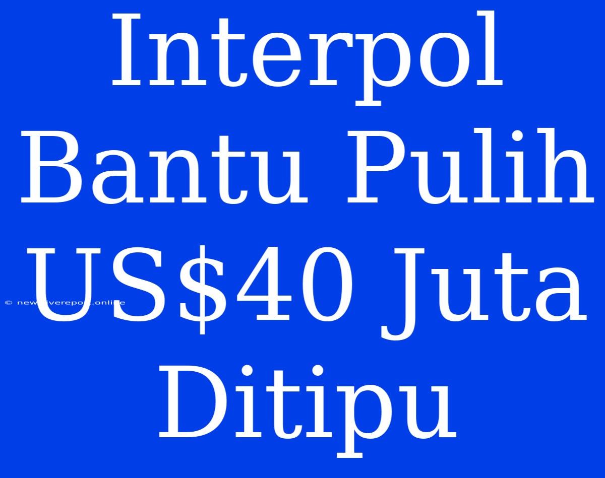 Interpol Bantu Pulih US$40 Juta Ditipu