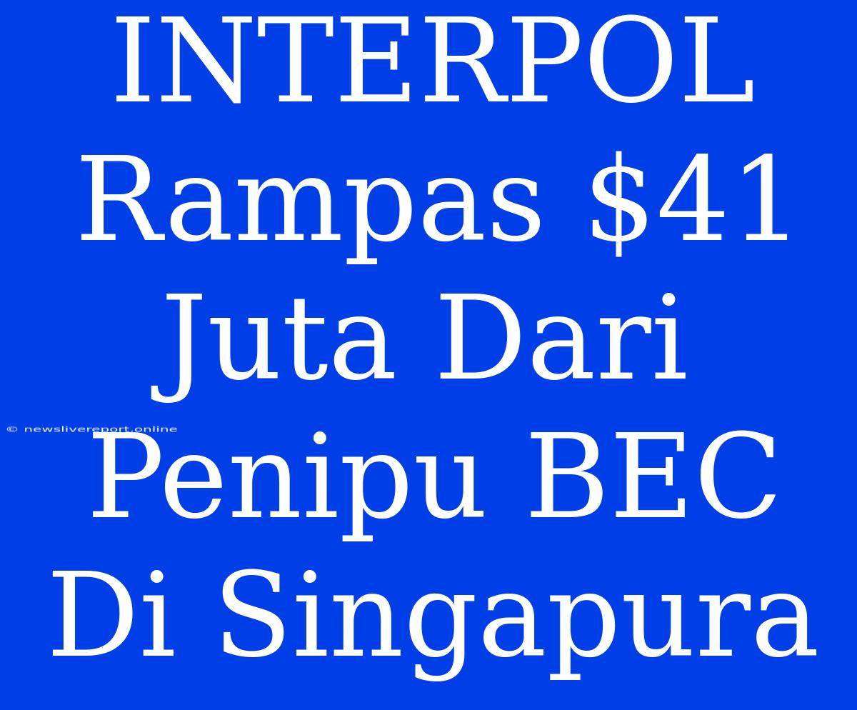 INTERPOL Rampas $41 Juta Dari Penipu BEC Di Singapura