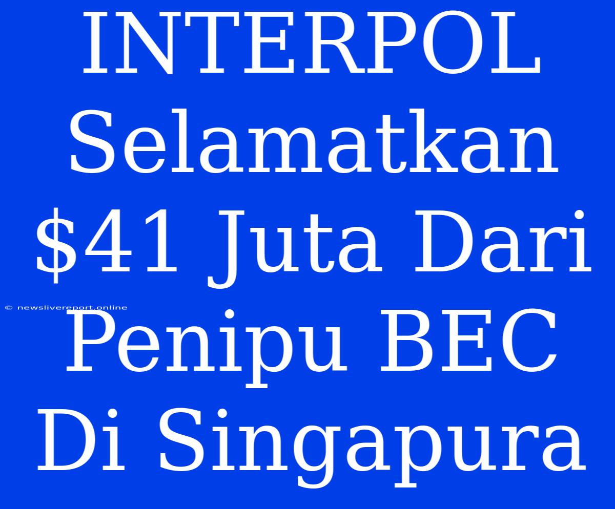 INTERPOL Selamatkan $41 Juta Dari Penipu BEC Di Singapura