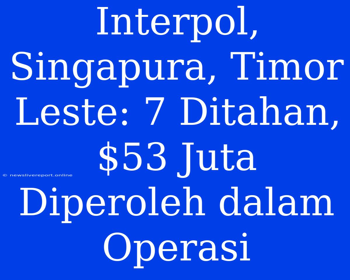 Interpol, Singapura, Timor Leste: 7 Ditahan, $53 Juta Diperoleh Dalam Operasi