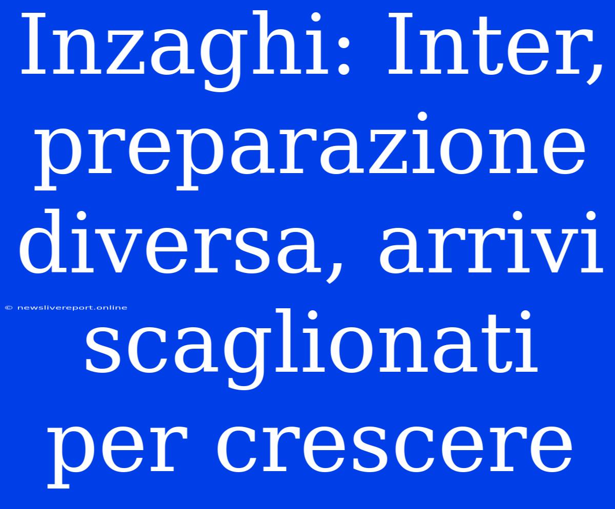 Inzaghi: Inter, Preparazione Diversa, Arrivi Scaglionati Per Crescere