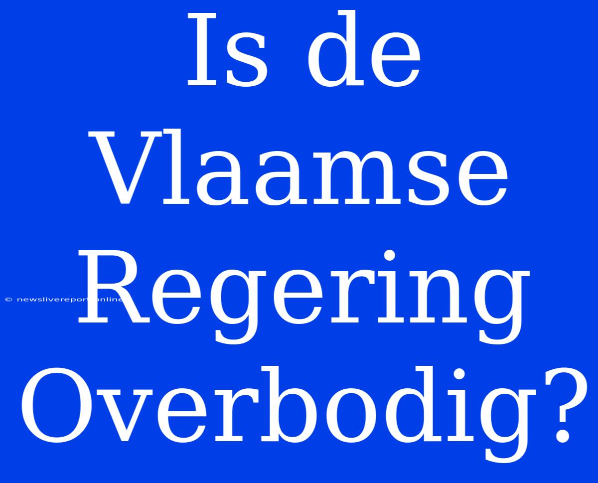 Is De Vlaamse Regering Overbodig?