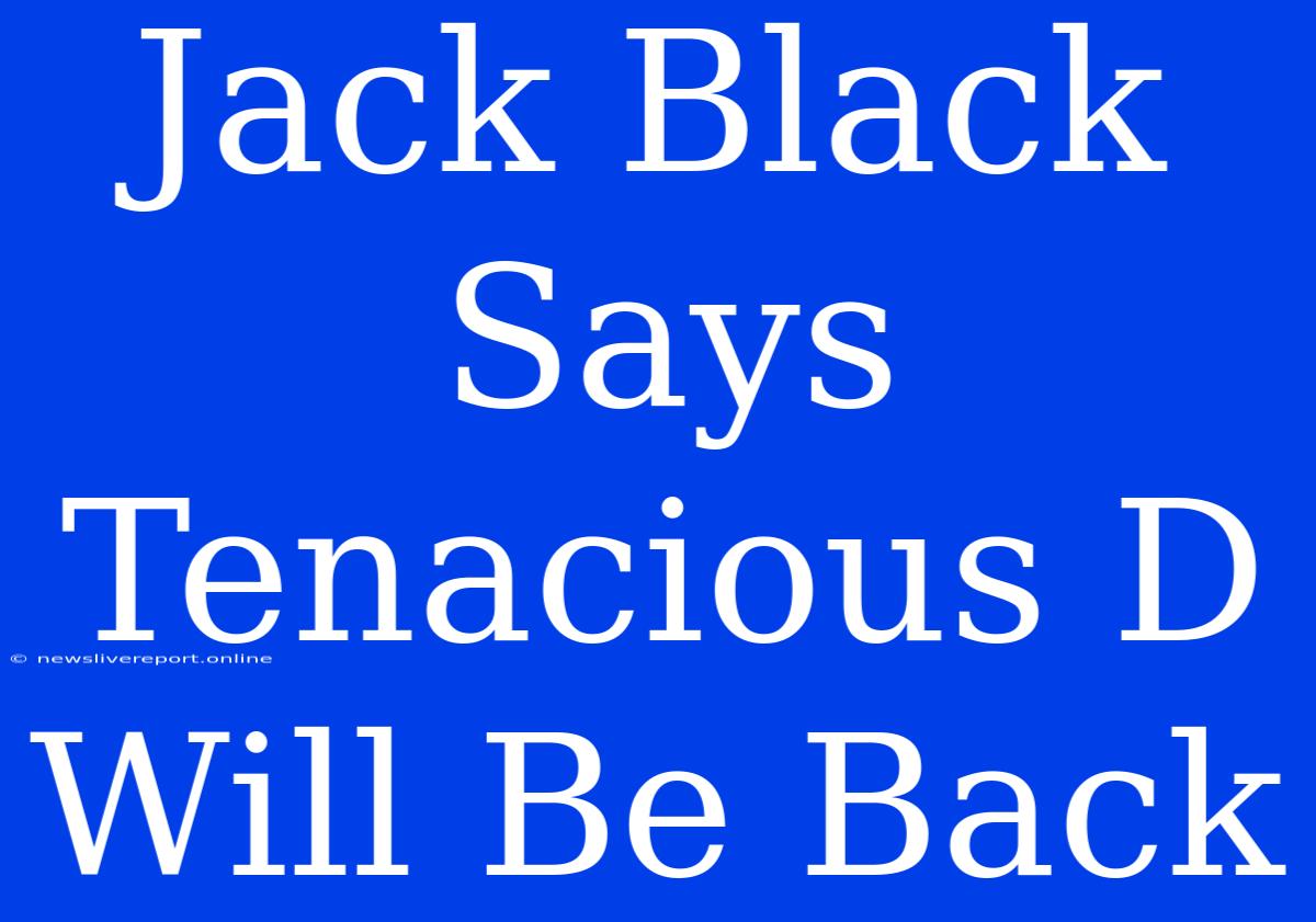 Jack Black Says Tenacious D Will Be Back