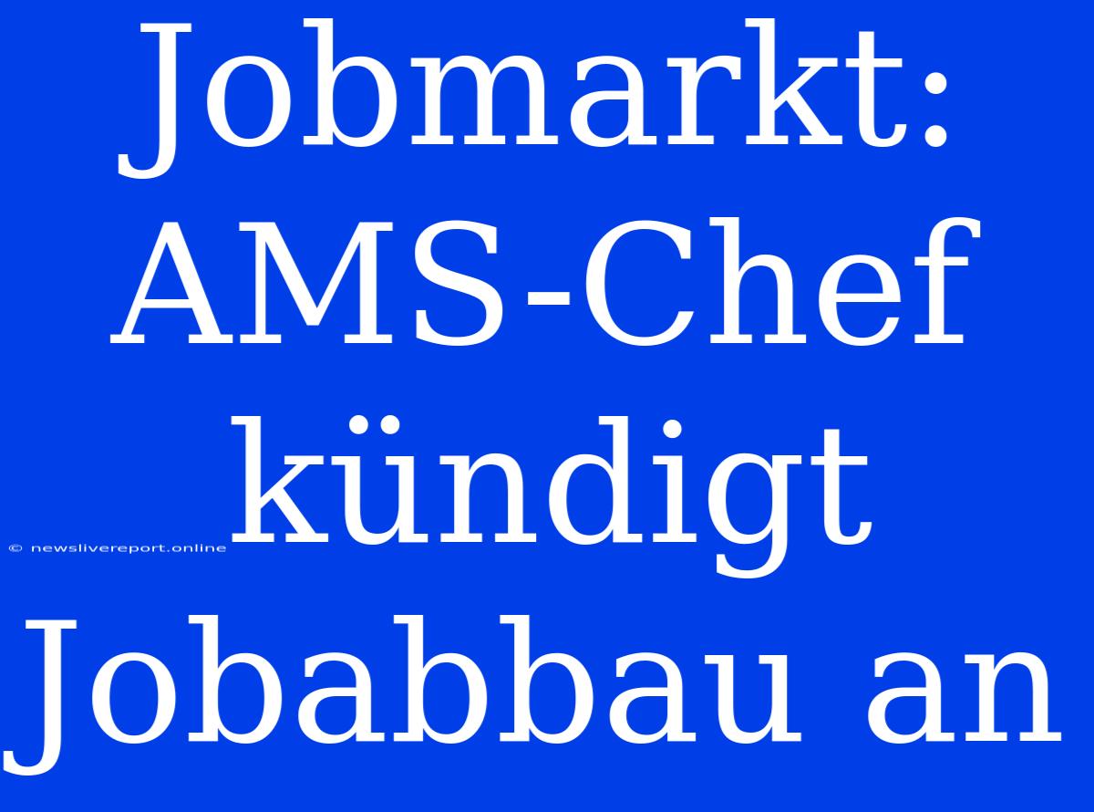 Jobmarkt: AMS-Chef Kündigt Jobabbau An