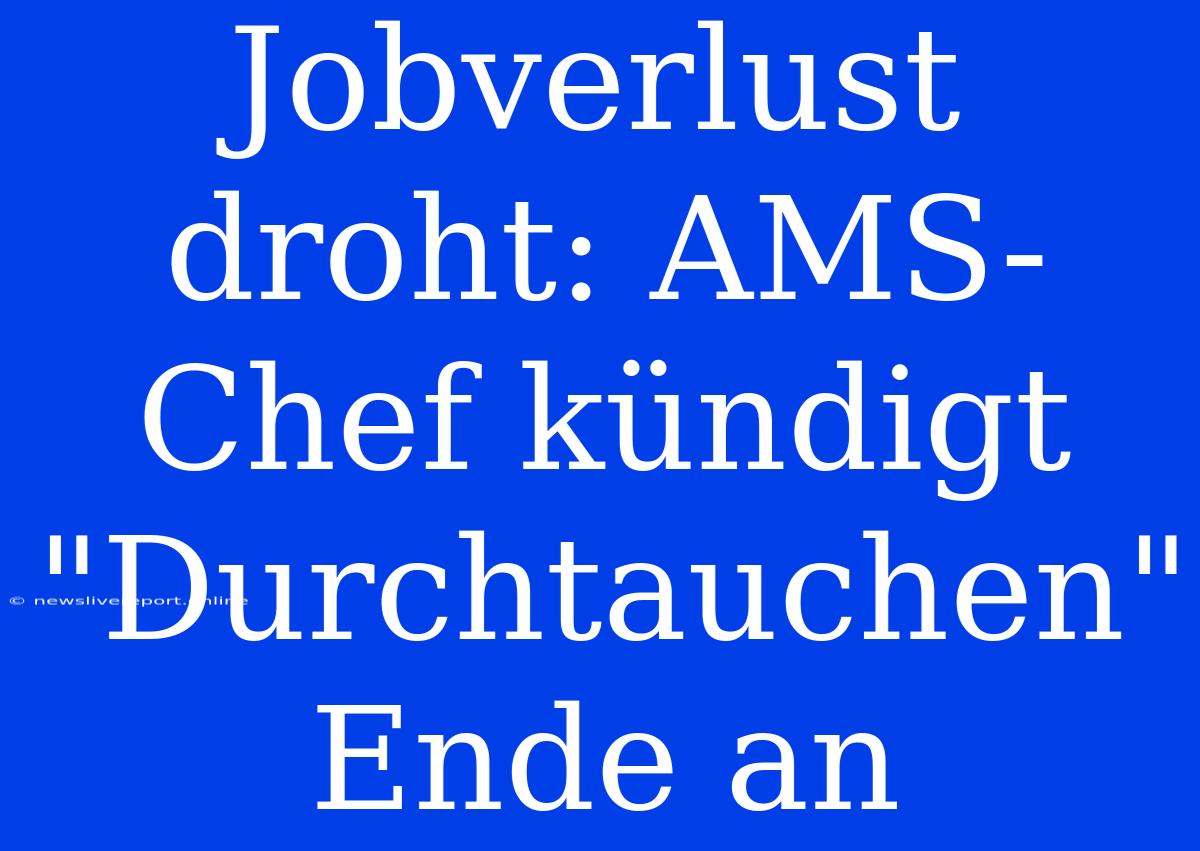 Jobverlust Droht: AMS-Chef Kündigt 