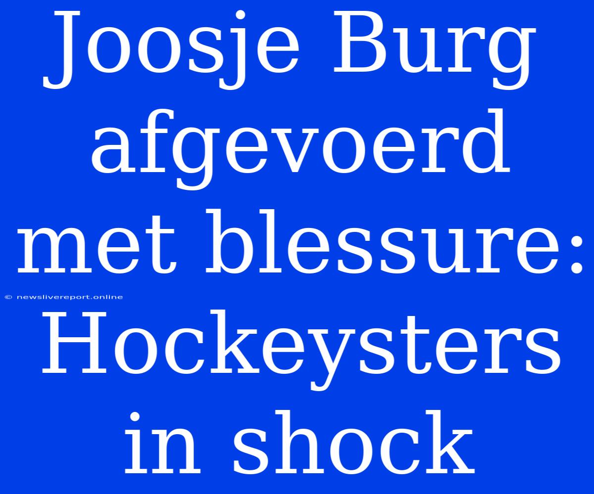 Joosje Burg Afgevoerd Met Blessure: Hockeysters In Shock