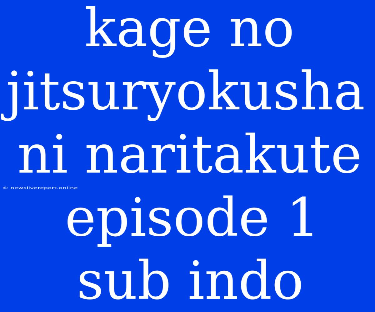 Kage No Jitsuryokusha Ni Naritakute Episode 1 Sub Indo