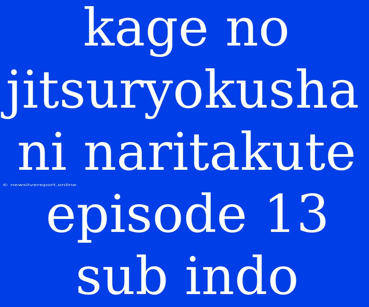 Kage No Jitsuryokusha Ni Naritakute Episode 13 Sub Indo