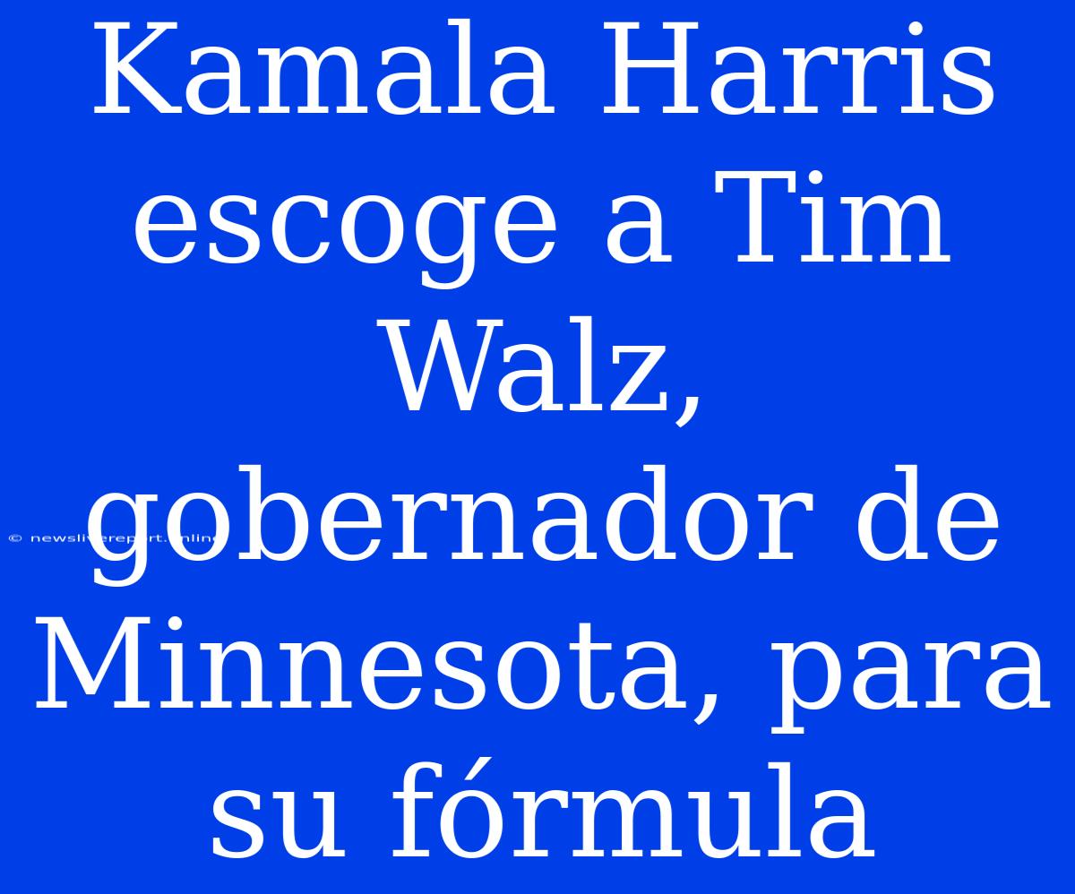 Kamala Harris Escoge A Tim Walz, Gobernador De Minnesota, Para Su Fórmula