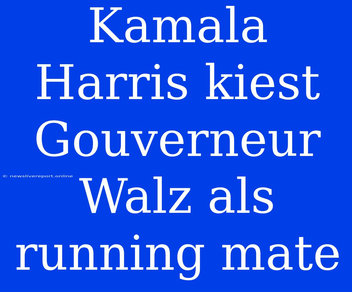 Kamala Harris Kiest Gouverneur Walz Als Running Mate