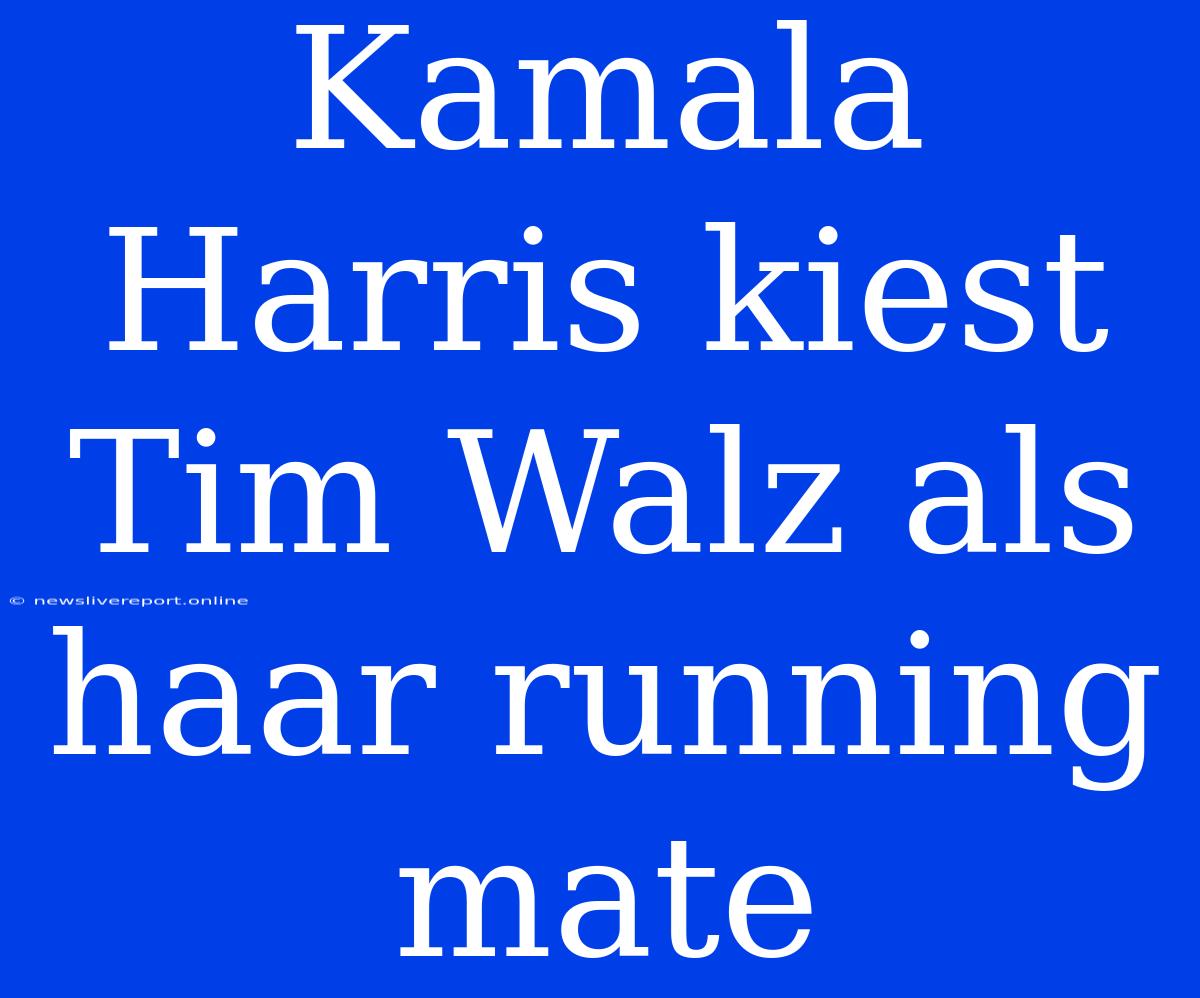 Kamala Harris Kiest Tim Walz Als Haar Running Mate