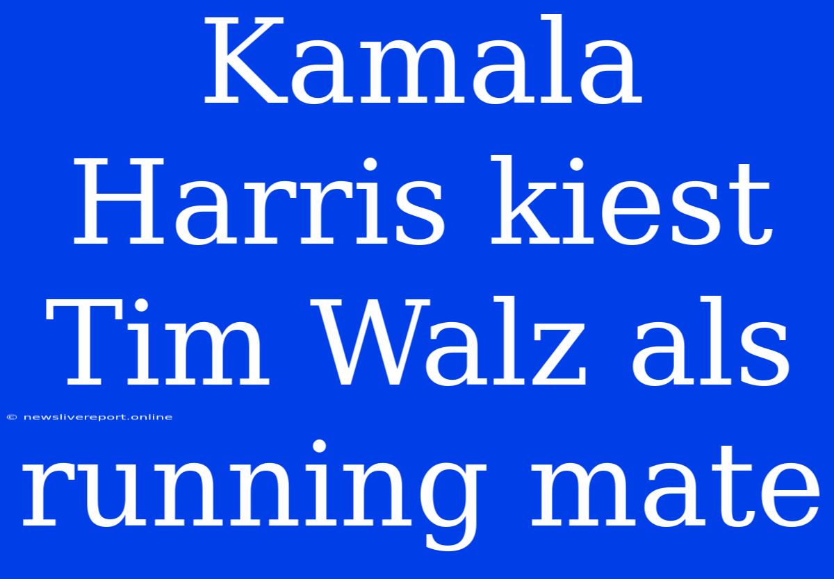 Kamala Harris Kiest Tim Walz Als Running Mate