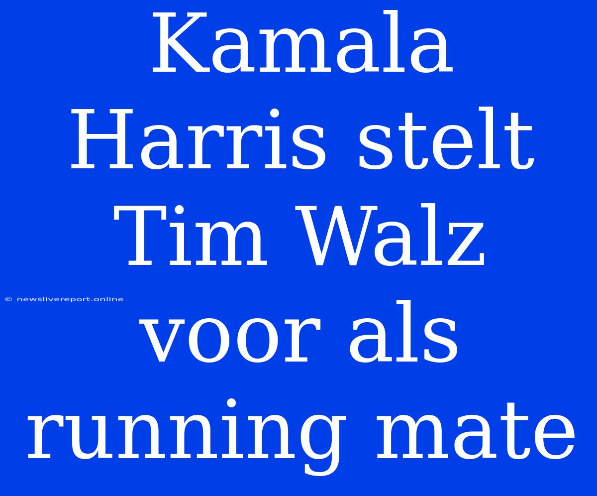 Kamala Harris Stelt Tim Walz Voor Als Running Mate