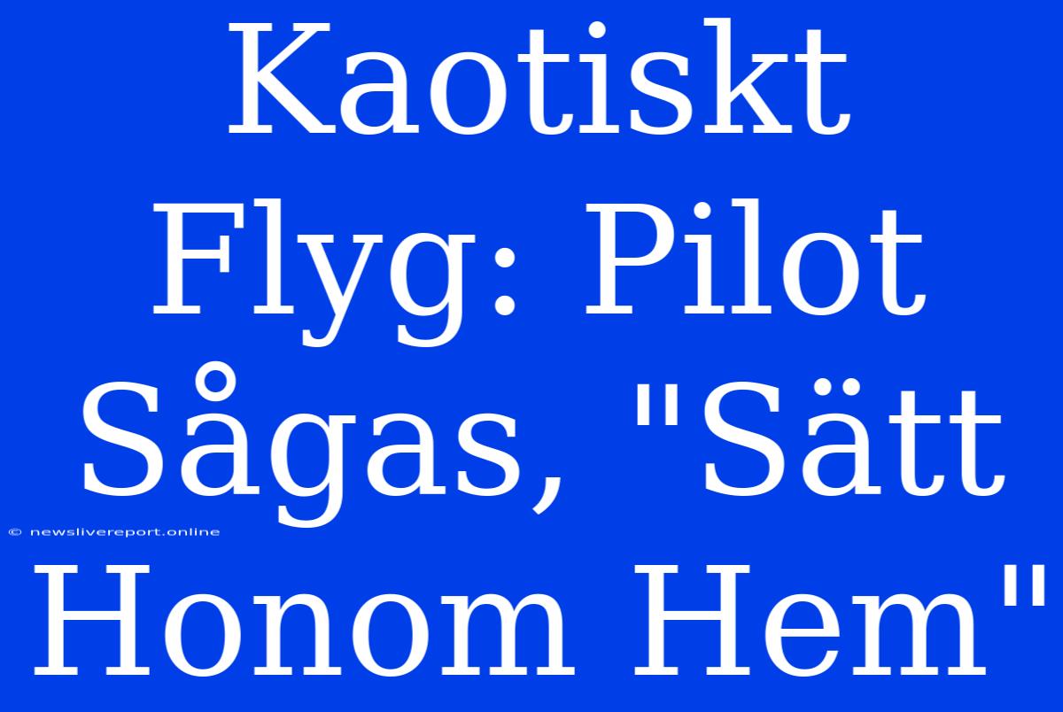 Kaotiskt Flyg: Pilot Sågas, 