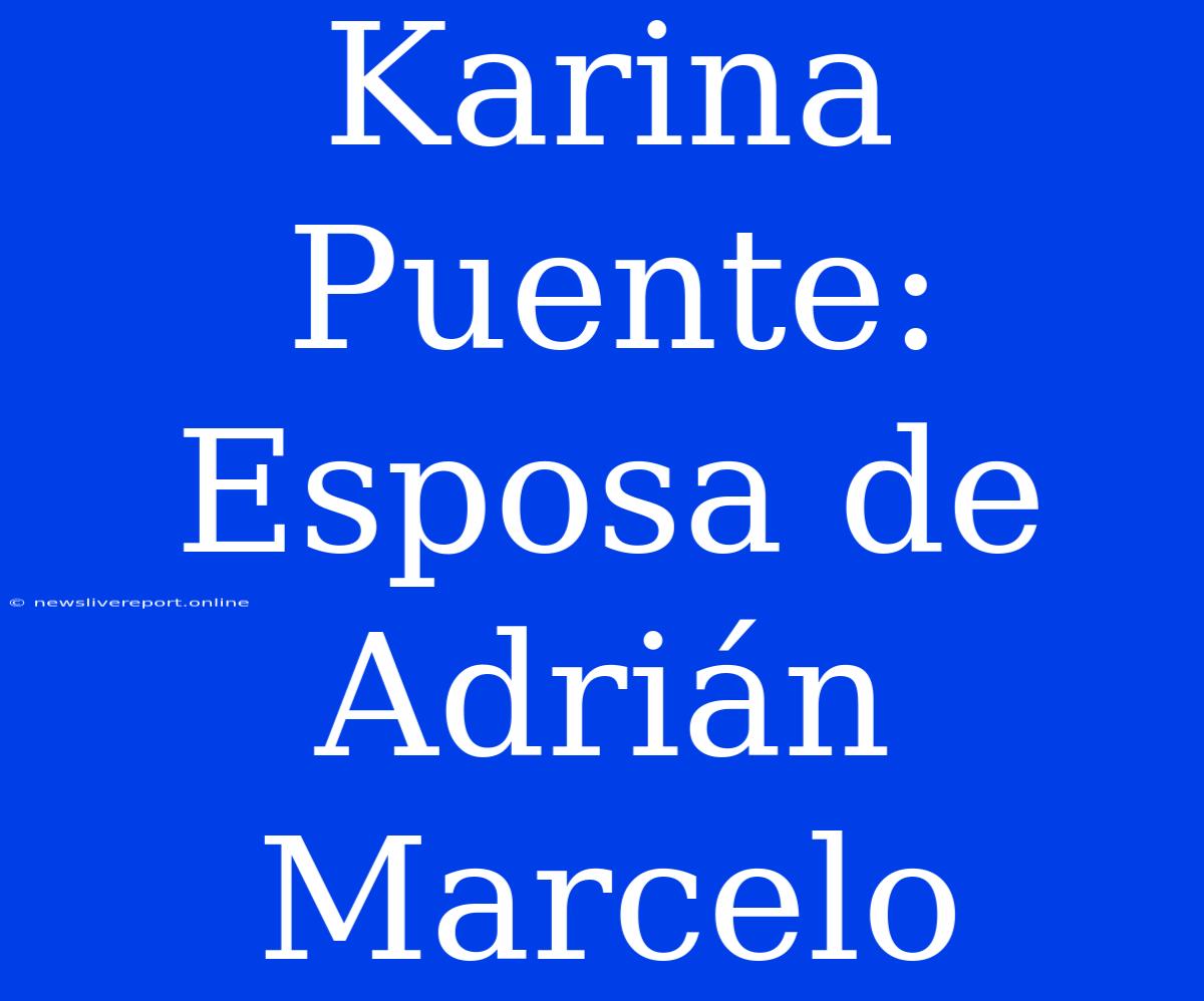 Karina Puente: Esposa De Adrián Marcelo