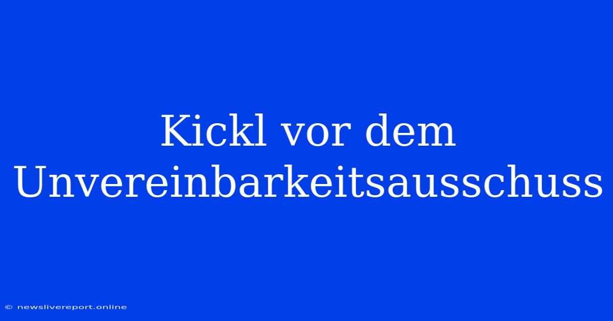 Kickl Vor Dem Unvereinbarkeitsausschuss