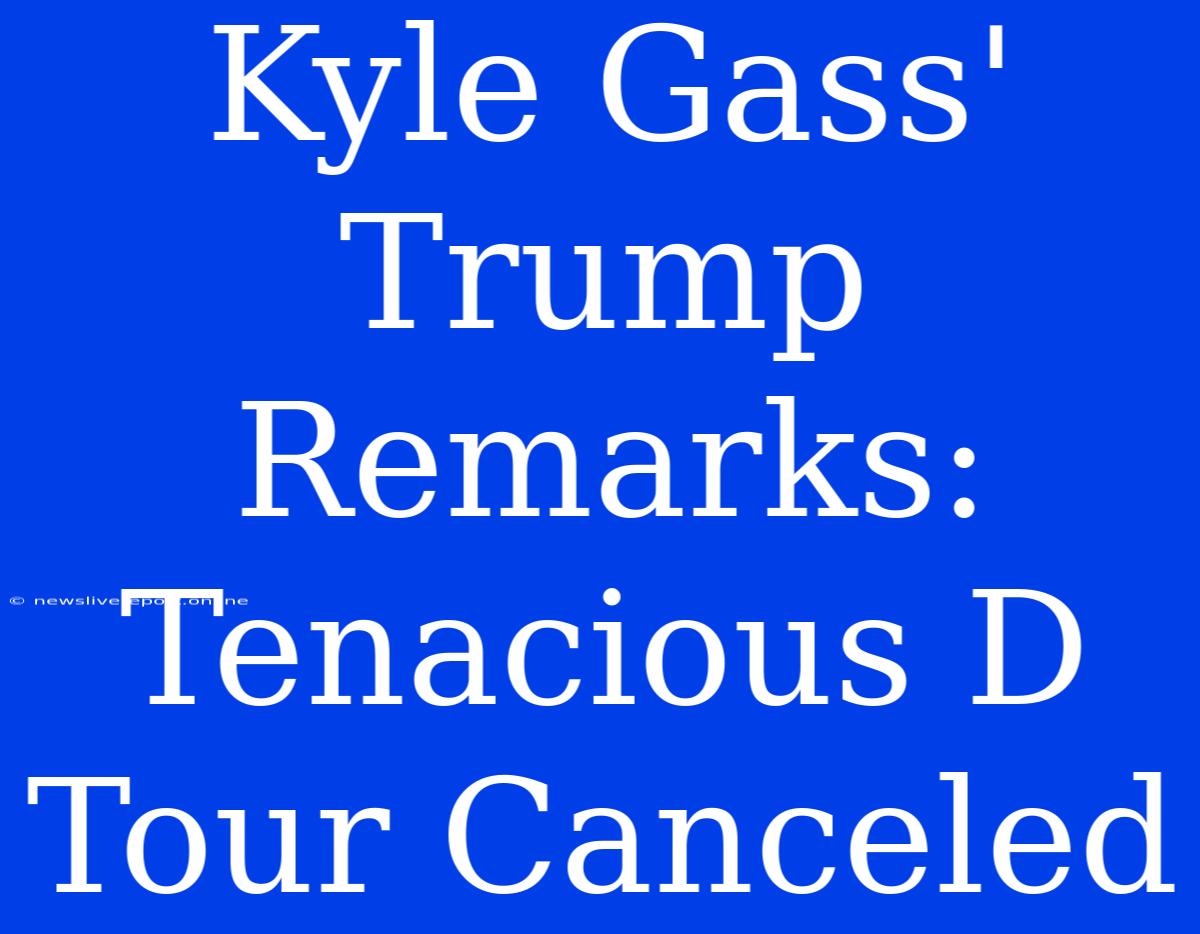 Kyle Gass' Trump Remarks: Tenacious D Tour Canceled