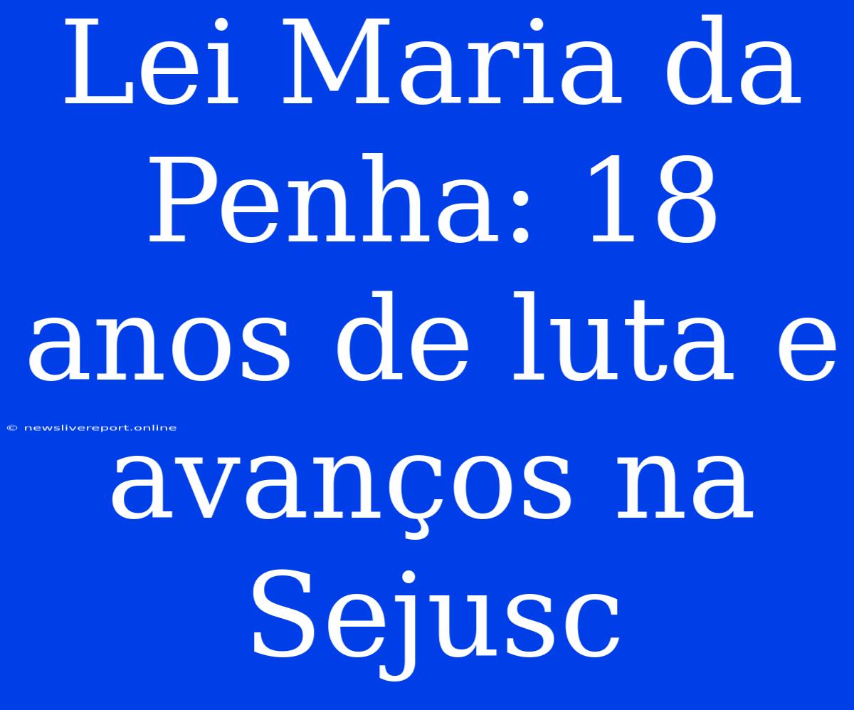 Lei Maria Da Penha: 18 Anos De Luta E Avanços Na Sejusc