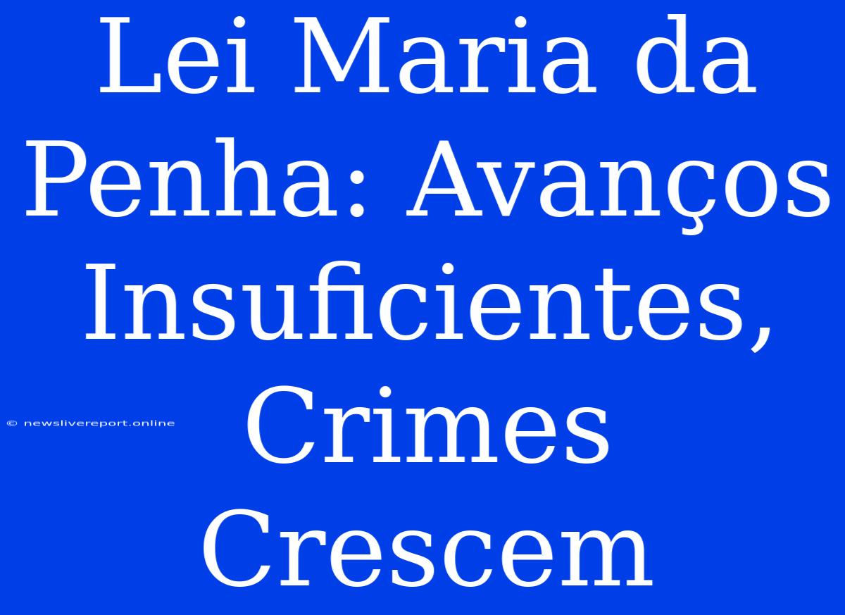 Lei Maria Da Penha: Avanços Insuficientes, Crimes Crescem