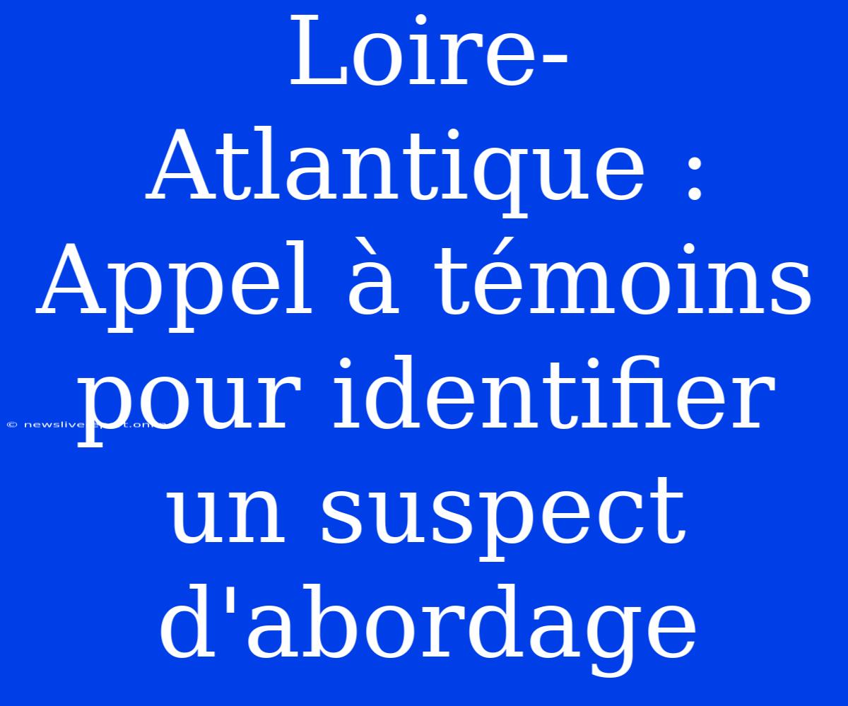 Loire-Atlantique : Appel À Témoins Pour Identifier Un Suspect D'abordage