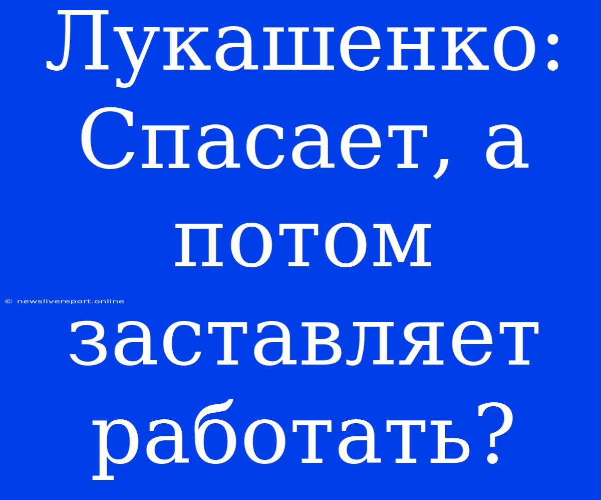 Лукашенко: Спасает, А Потом Заставляет Работать?