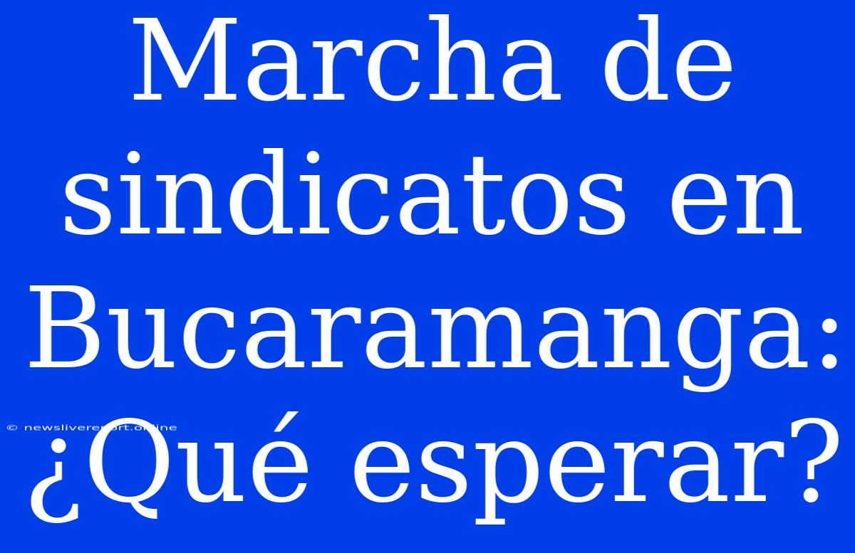 Marcha De Sindicatos En Bucaramanga: ¿Qué Esperar?