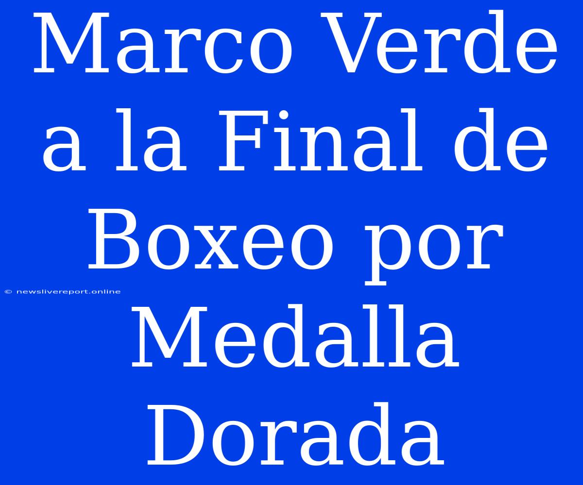 Marco Verde A La Final De Boxeo Por Medalla Dorada