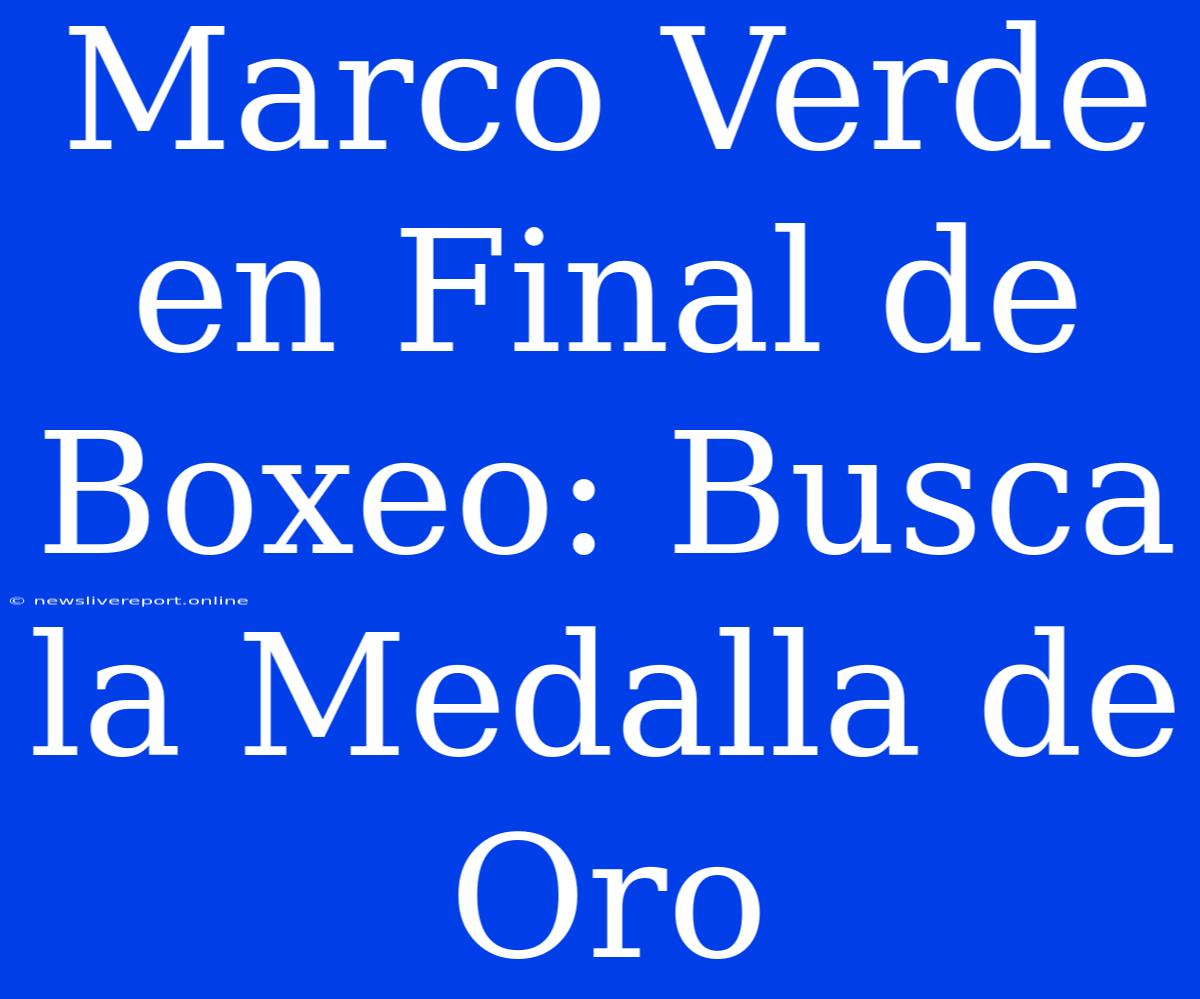 Marco Verde En Final De Boxeo: Busca La Medalla De Oro