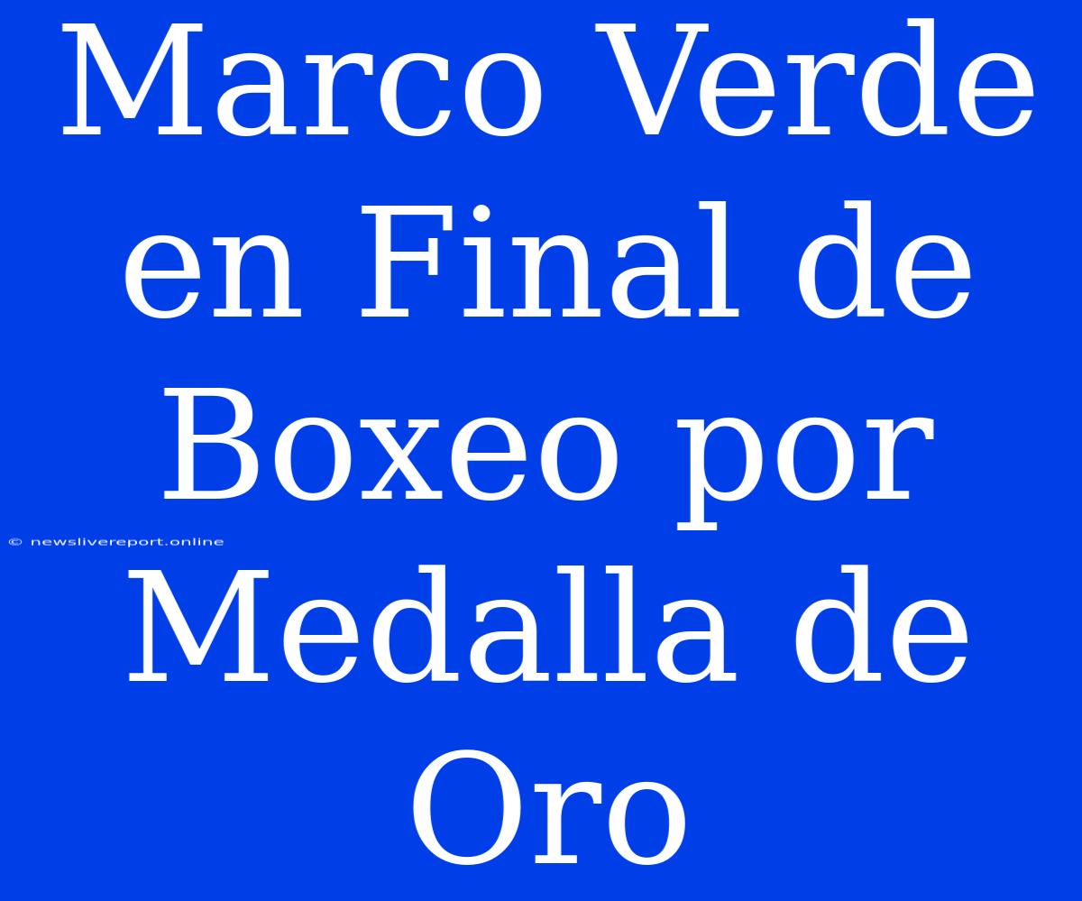 Marco Verde En Final De Boxeo Por Medalla De Oro